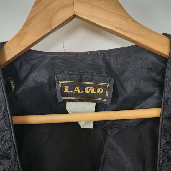 Vintage Cropped Lace Black Blazer Formal Goth 80s 90s Large - Picture 5 of 7